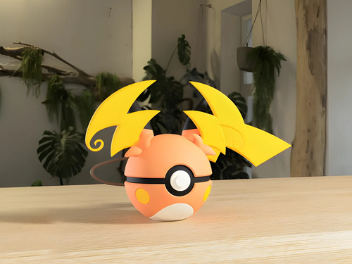 Pokebola Pokémon Mega Raichu Y Impresa 3d Coleccionable, vista 2