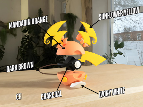 Pokebola Pokémon Mega Raichu Y Impresa 3d Coleccionable, vista 3
