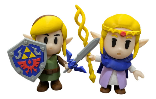 The Legend Of Zelda Figura Link Y Zelda 3d Coleccionable