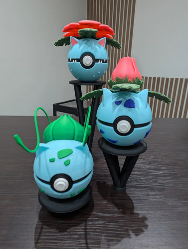 Pokebola Pokémon Bulbasaur Ivysaur Venusaur Figura 3d, vista 2