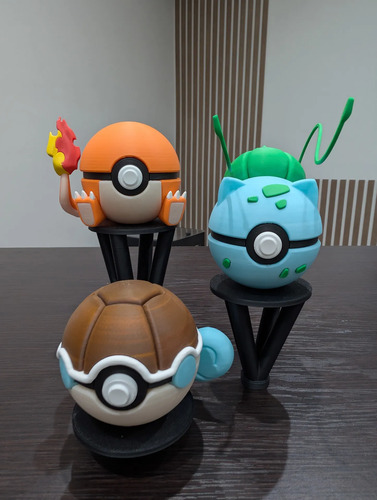 Pokebola Pokémon Charmander Squirtle Bulbasaur Figura 3d