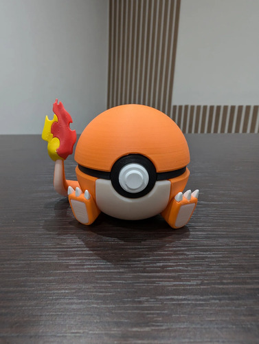 Pokebola Pokémon Charmander Squirtle Bulbasaur Figura 3d, vista 3