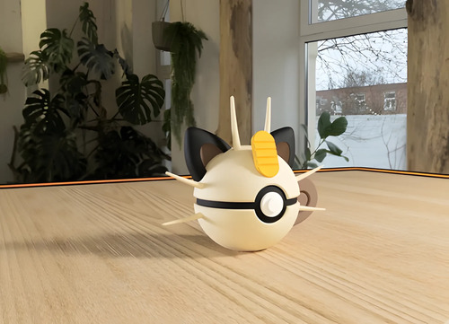 Pokebola Pokémon Meowth Impresa 3d Coleccionable, vista 2