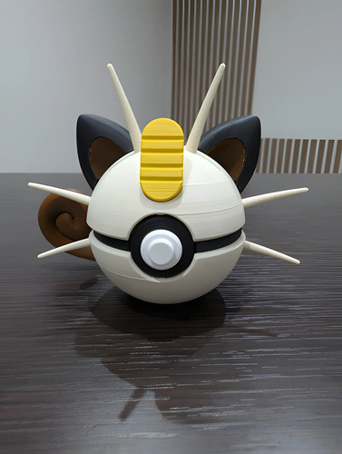Pokebola Pokémon Meowth Impresa 3d Coleccionable, vista 3