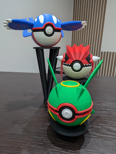 Pokebola Pokémon Rayquaza Groudon Kyogre Figura 3d, vista 3