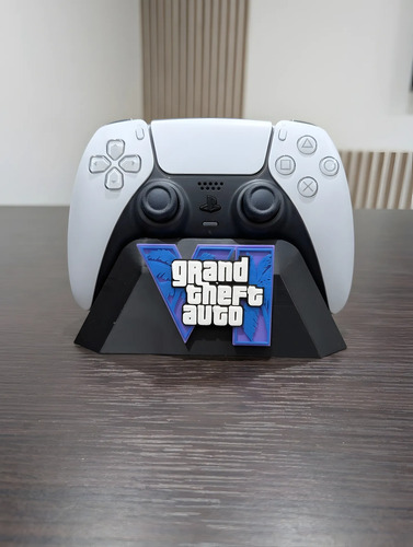 Soporte Stand Mando Control Gta Vi Playstation 5 Ps5 Violeta, vista 3