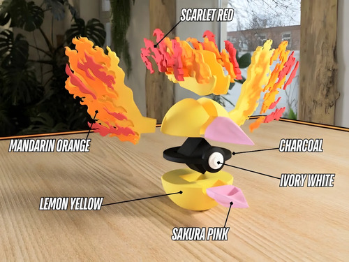 Pokebola Pokémon Moltres Impresa 3d Coleccionable, vista 3